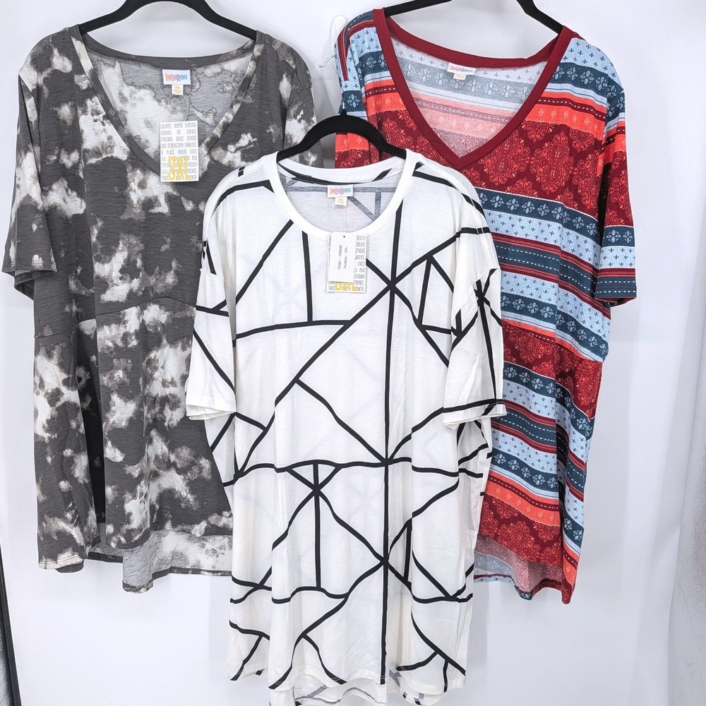 LuLaRoe T-Shirt Bundle 3XL Pattern Casual Short Sleeve Hudson Jana Lot of 3